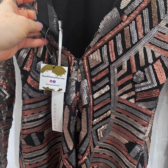 Adelyn Rae Sequin Multicolor Metallic Long Sleeve Bodycon Mini Dress Size Small - Picture 5 of 10